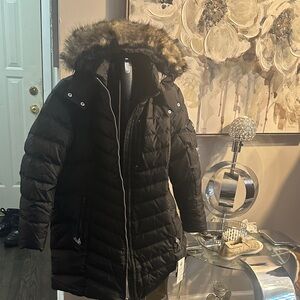 Eddie Bauer grey duck down coat with hood BRAND NEW